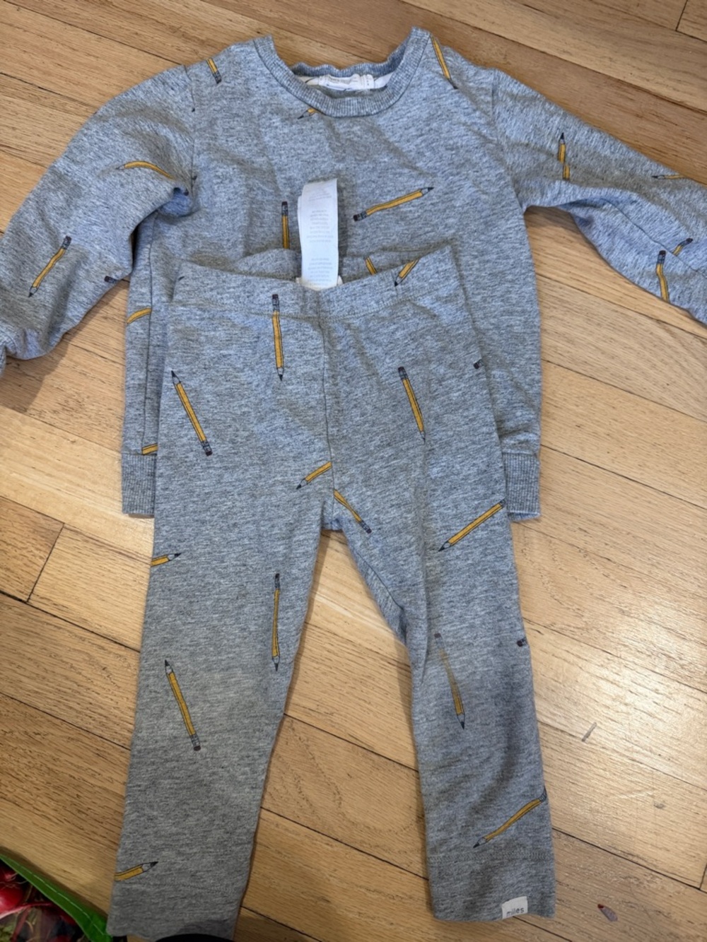 Gray Kids set Set with Yellow Pencil Print